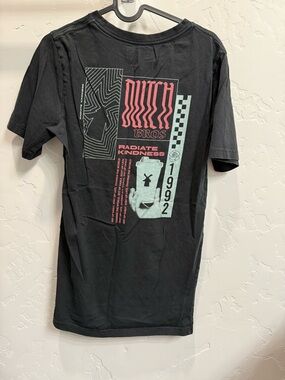 Black Graphic Tee with Teal & Pink Logo